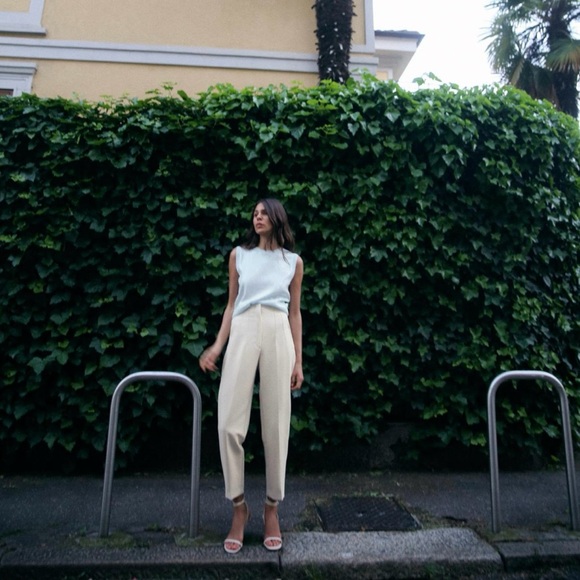 ZARA High Waist Pants in Oyster Beige size Small - Picture 9 of 9